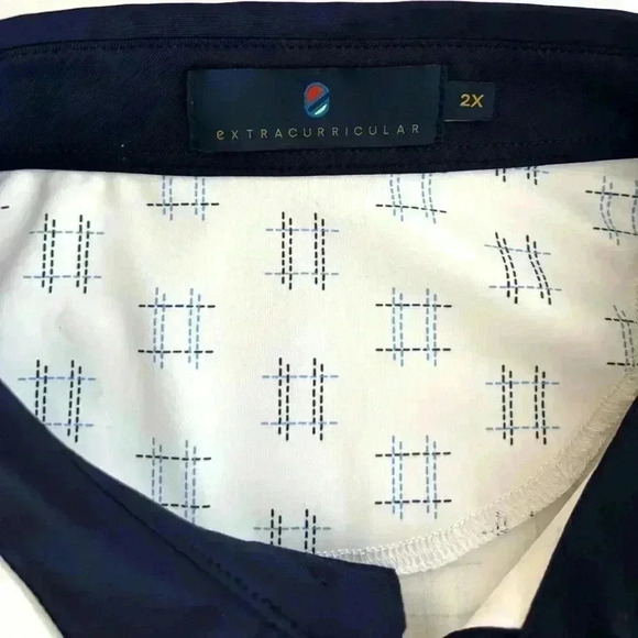 Extracurricular White/Navy “Palm Beach” Short Sleeve Lightweight Men Polo Size2X - Picture 14 of 16